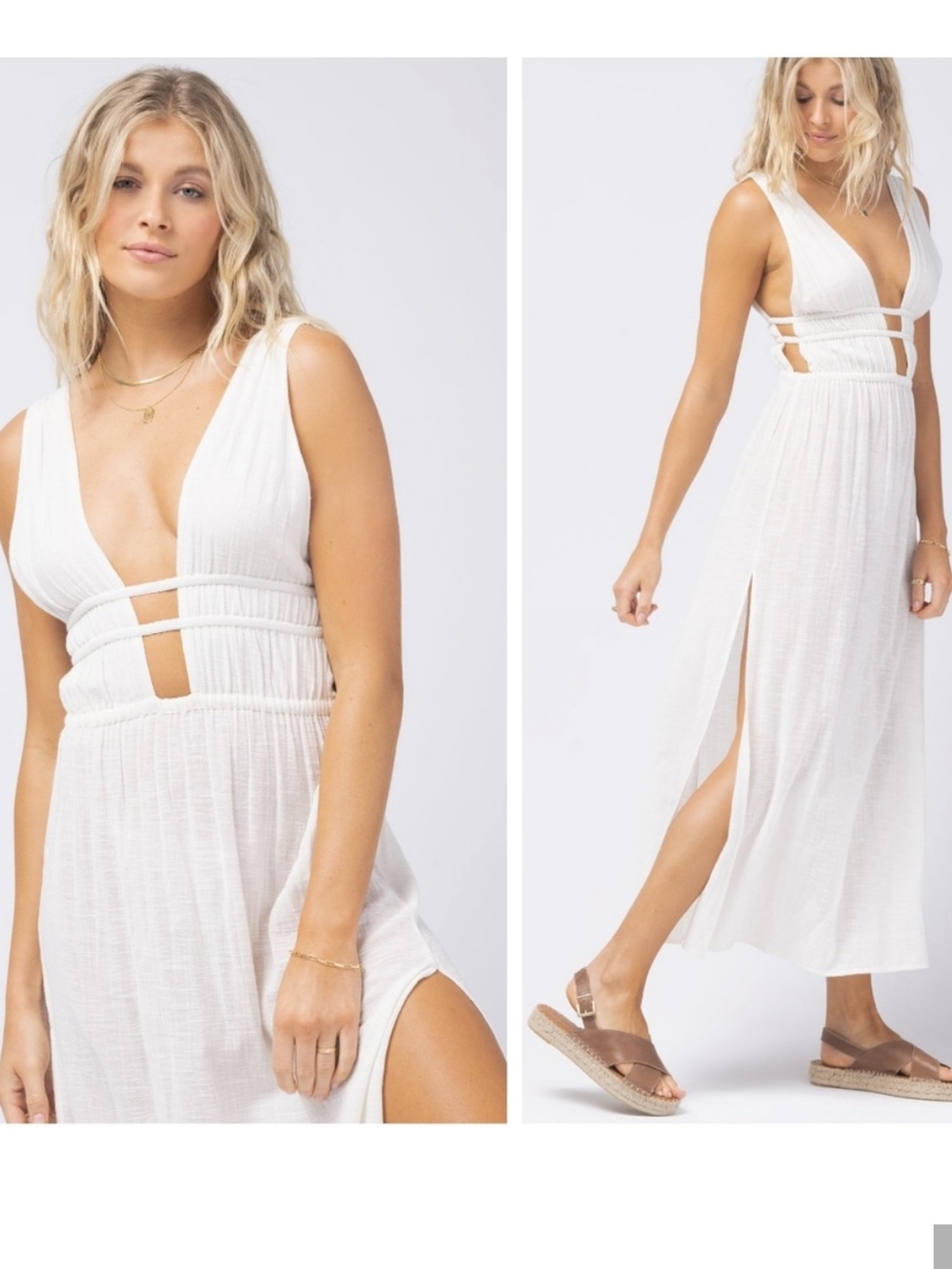 L*Space Kira Swim Cover-up Dress Cream White Maxi